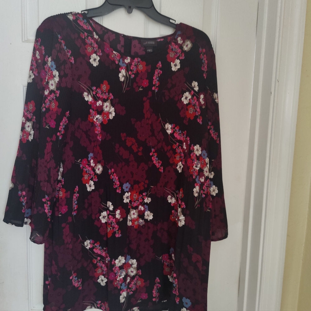 J Jill Black And Pink Babydoll Blouse Size M